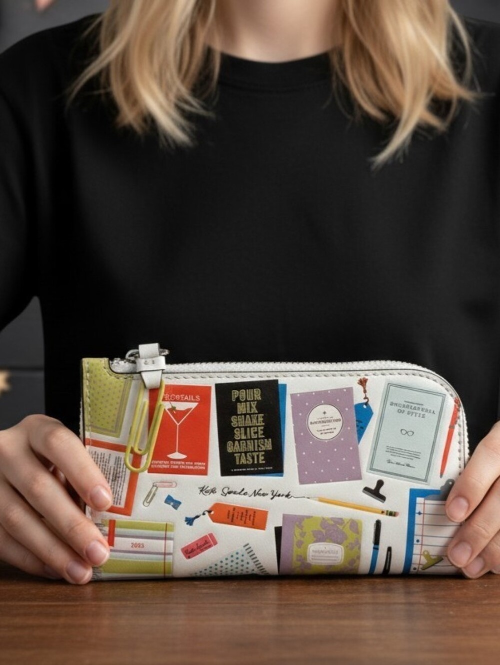 New Kate Spade New York ♠️ Page Turner paperclip zipper pull Small Bifold Wallet